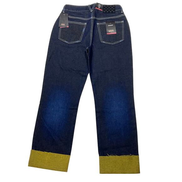 Vans Off the Wall Denim Jeans 26x29 Dark Blue Straight Fit Mid Rise New - Picture 2 of 11